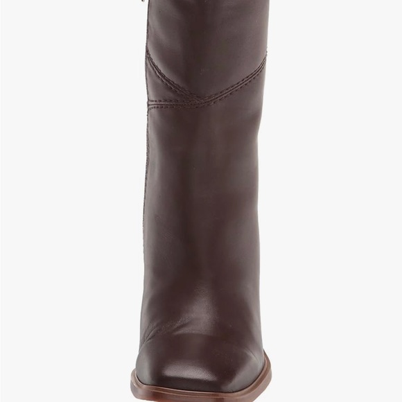 EUC Franco Sarto heeled boots brown leather square toe - Picture 6 of 12